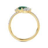 14K YELLOW GOLD 1 1/4CT ROUND/PEAR EMERALD GREEN DIAMOND LADIES RING (GREEN EMERALD PEAR1/2CT)